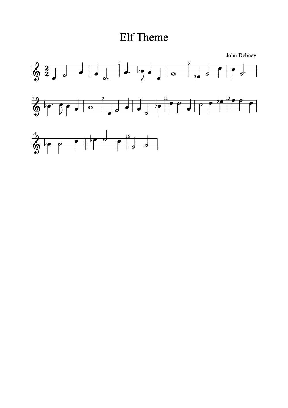 Sheet music preview for Elf Theme