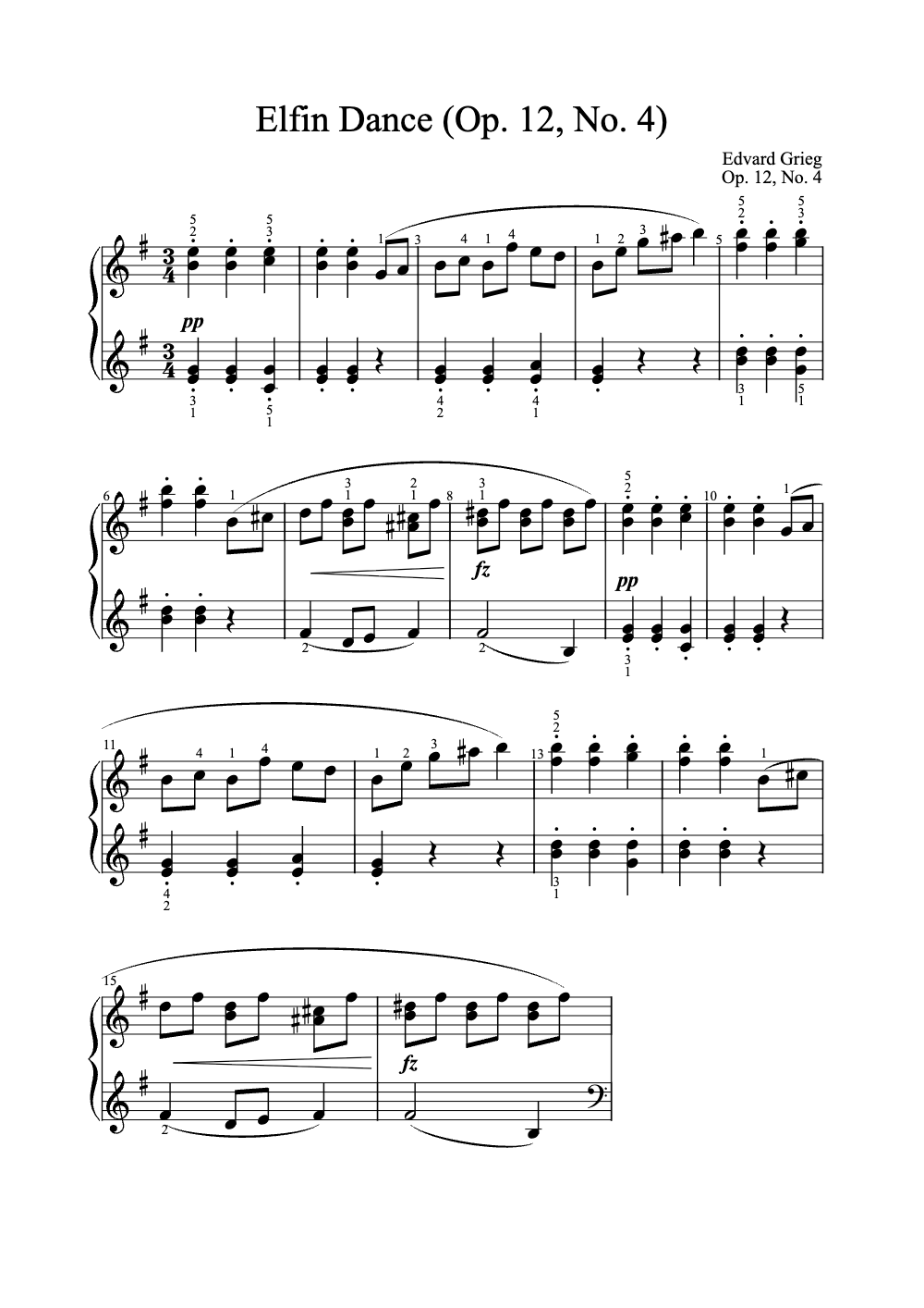 Sheet music preview for Elfin Dance