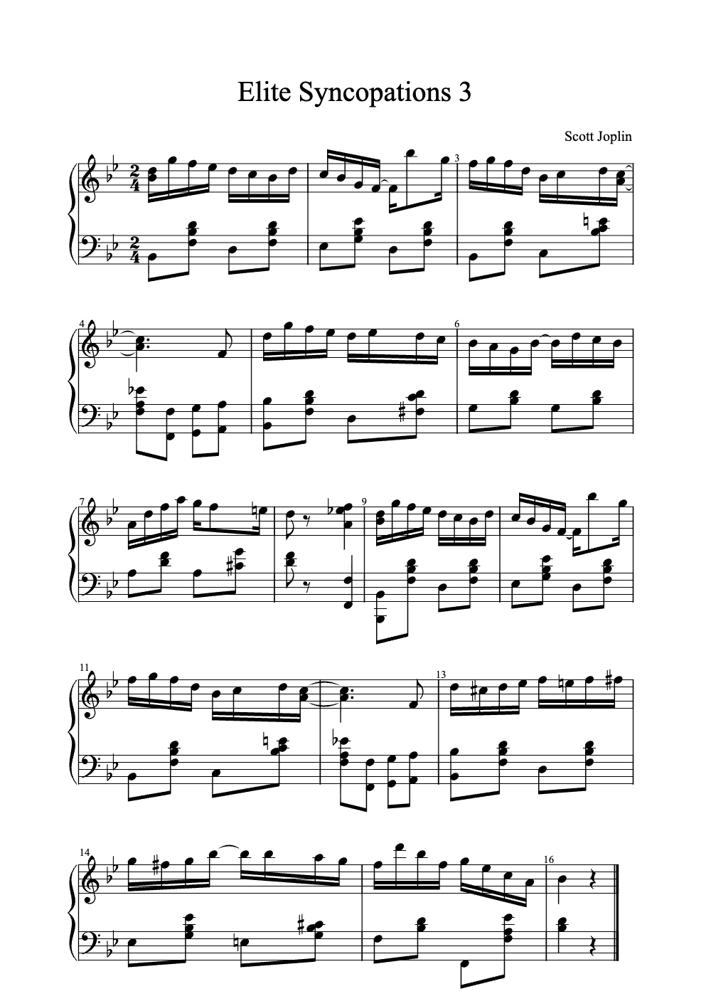 Sheet music preview for Elite Syncopations