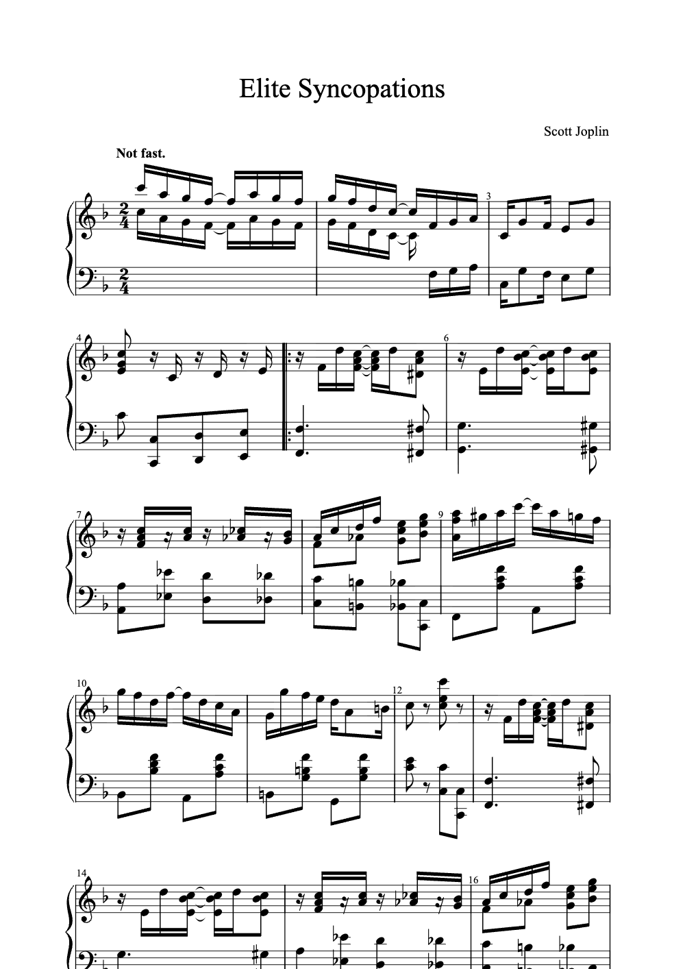 Sheet music preview for Elite Syncopations