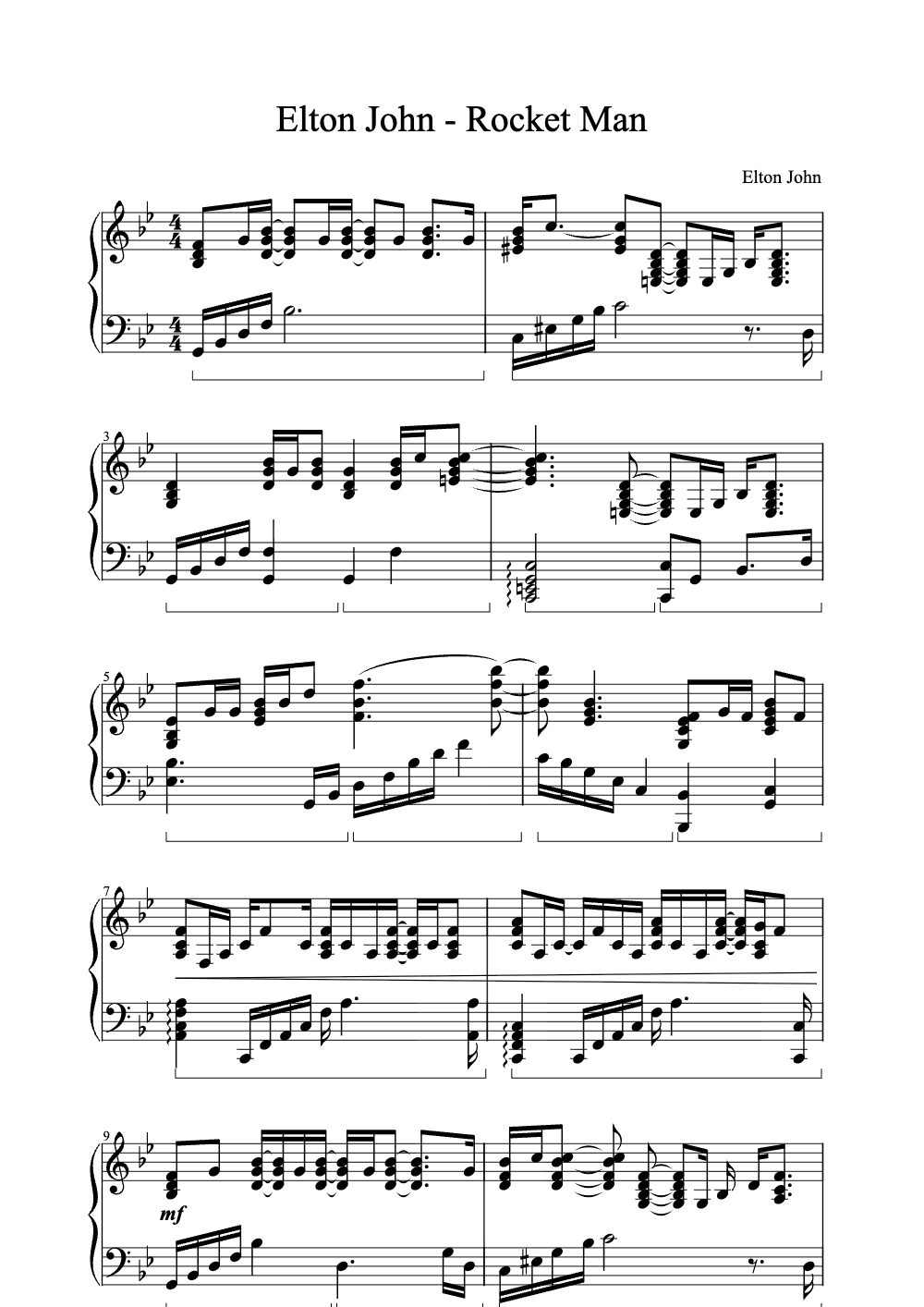 Sheet music preview for Rocket Man