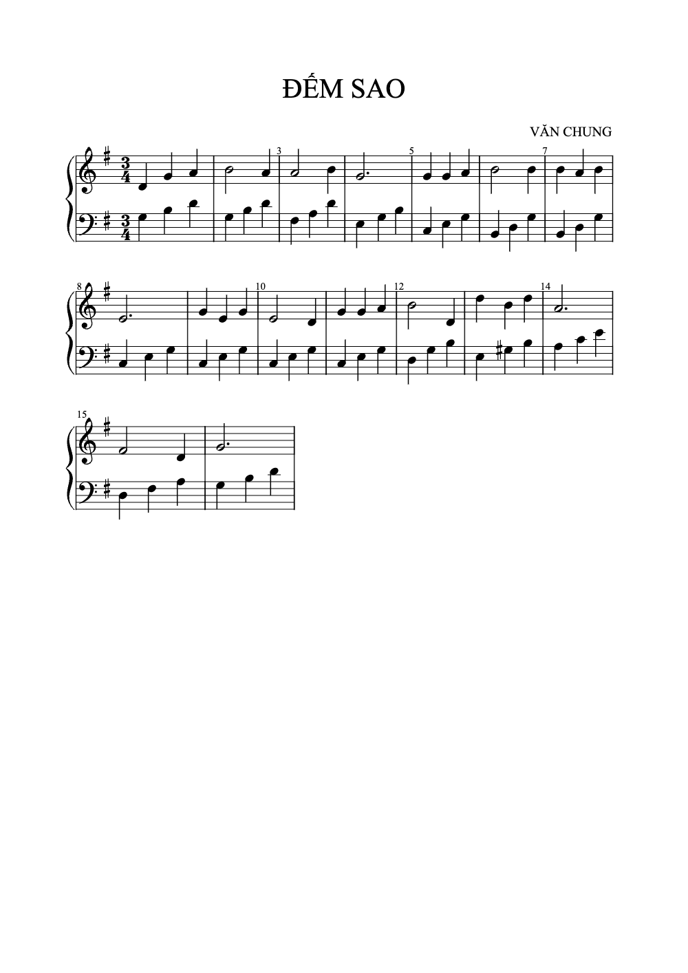 Sheet music preview for Đếm Sao