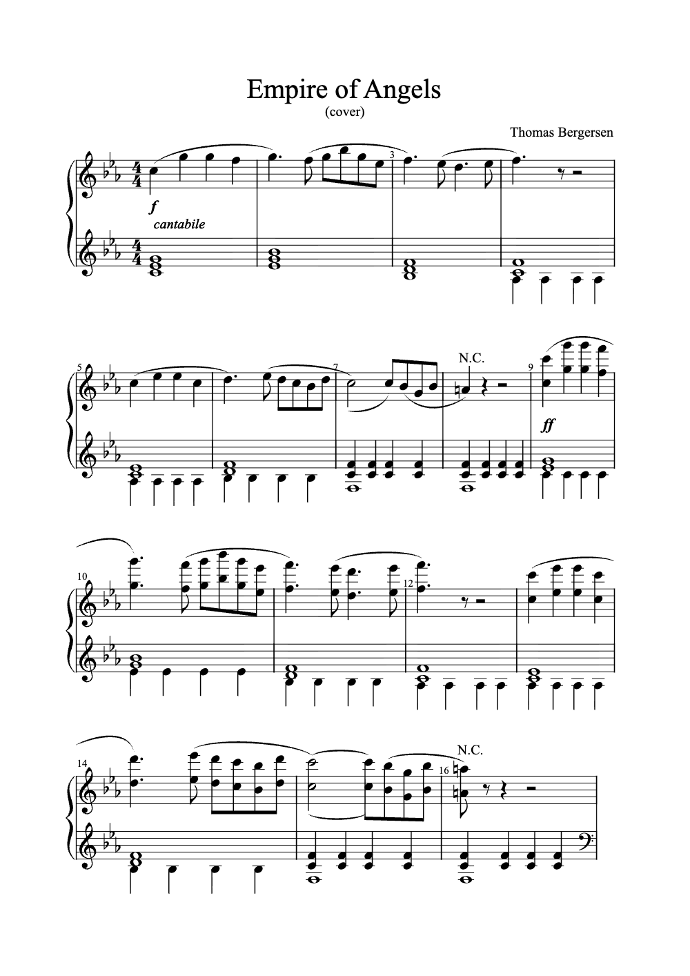 Sheet music preview for Empire of Angels