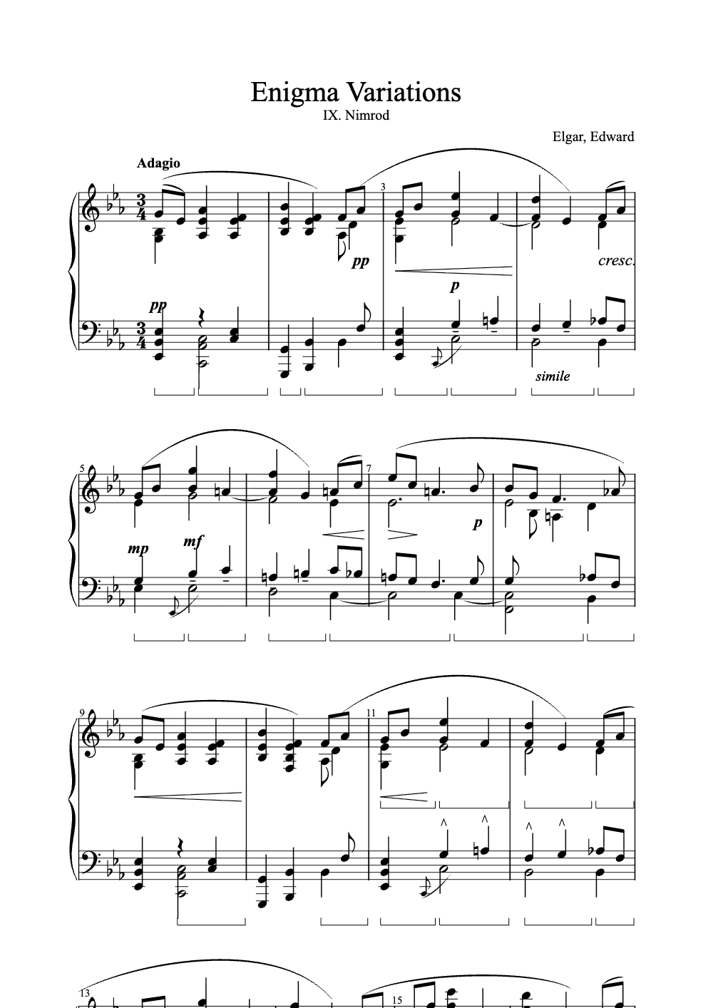 Sheet music preview for Enigma Variations