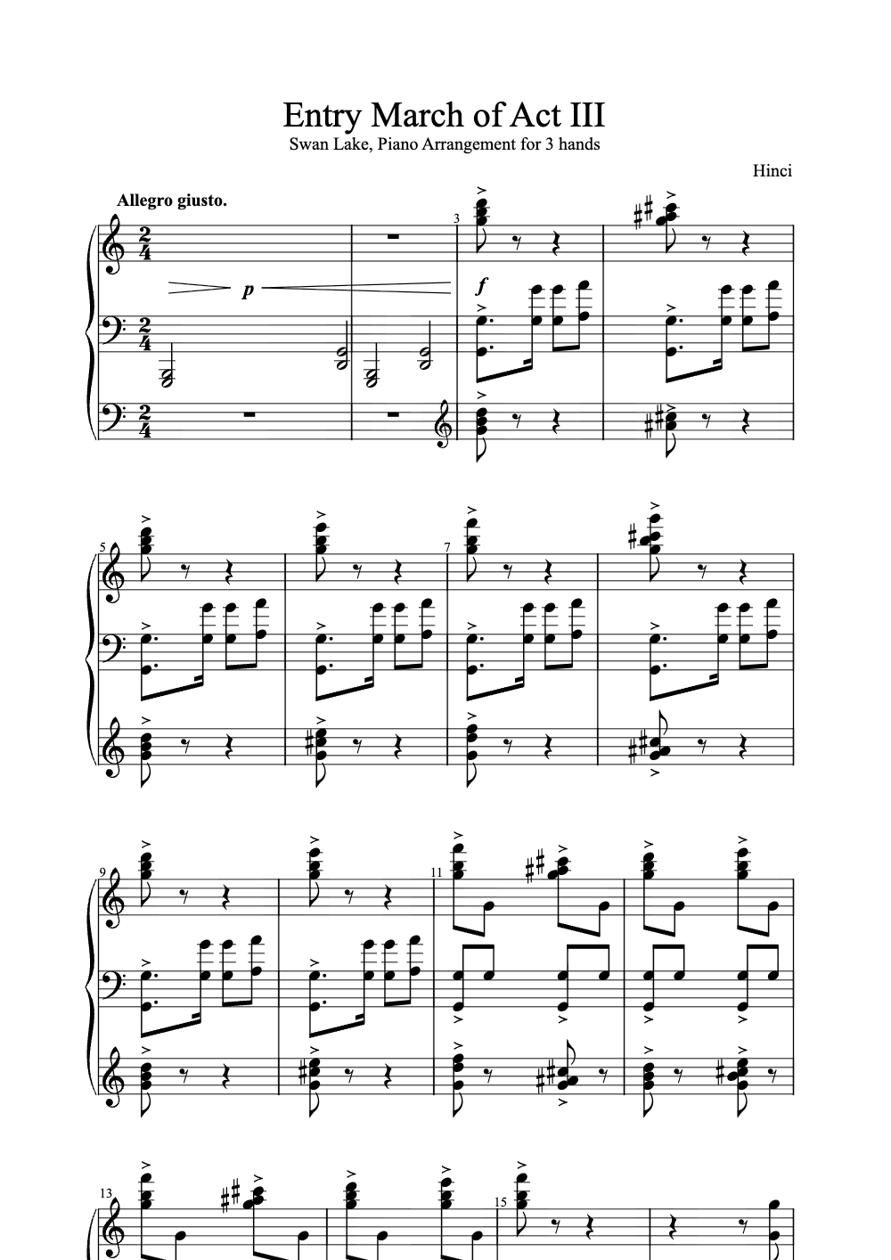 Sheet music preview for Entry March of Act III