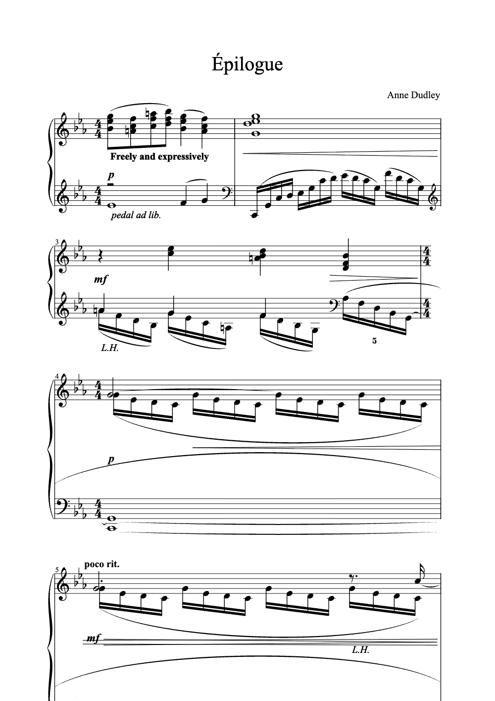 Sheet music preview for Épilogue