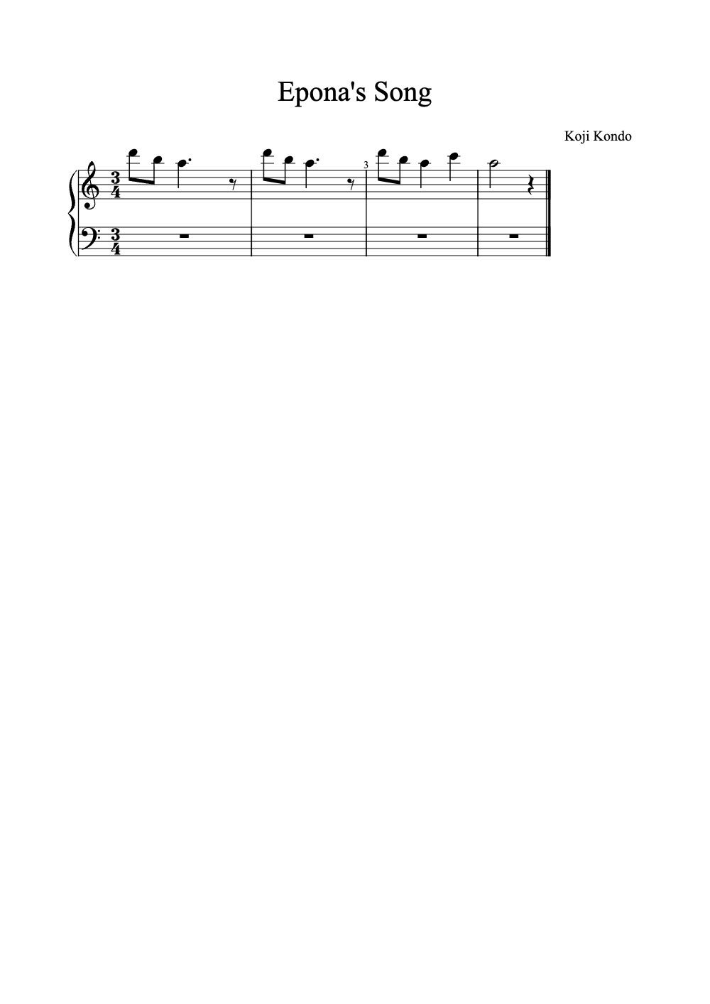 Sheet music preview for Epona's Song