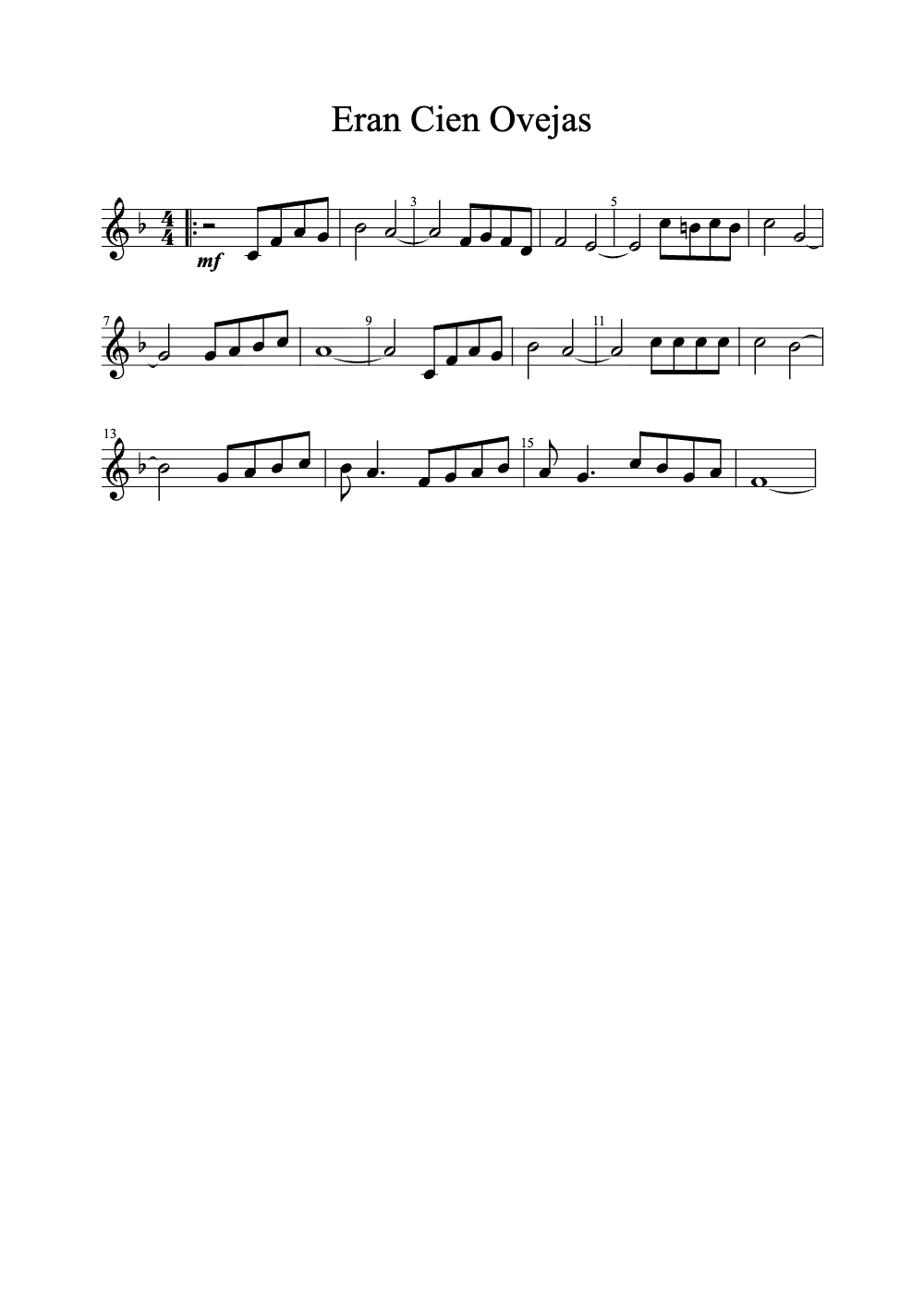 Sheet music preview for Eran Cien Ovejas