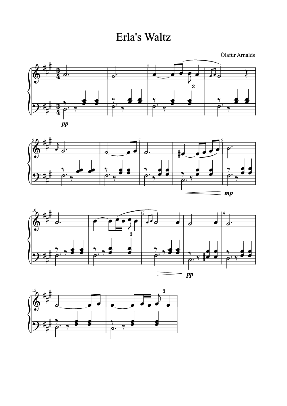 Sheet music preview for Erla's Waltz