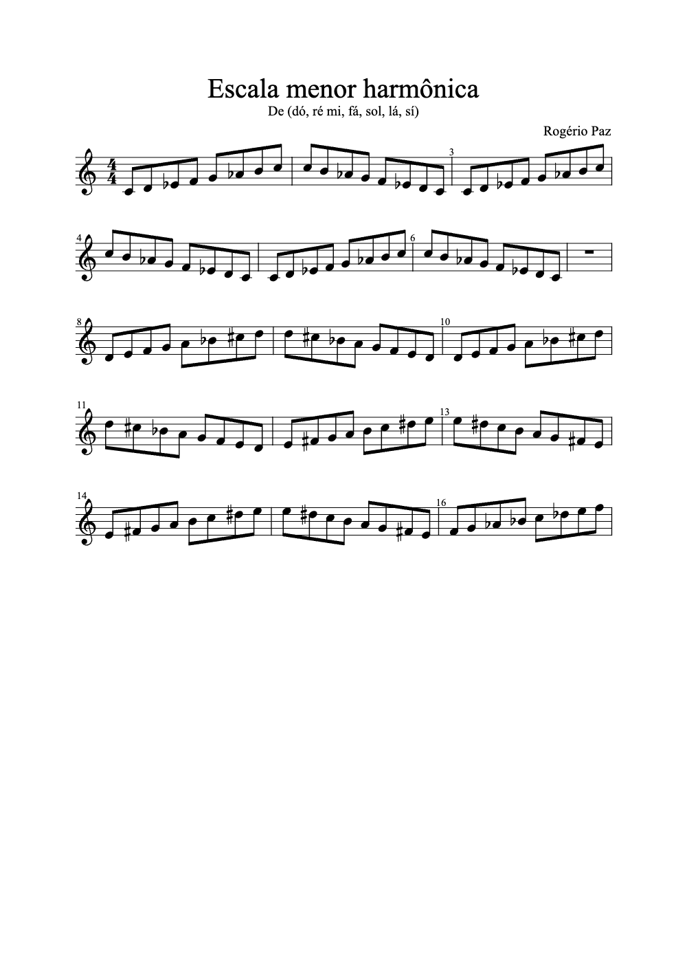 Sheet music preview for Escala Menor Harmônica