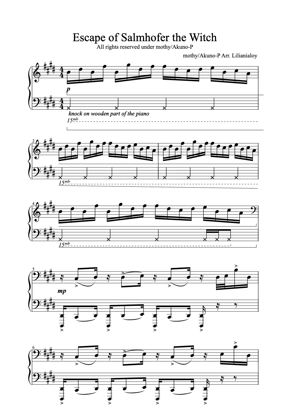 Sheet music preview for Escape of Salmhofer the Witch