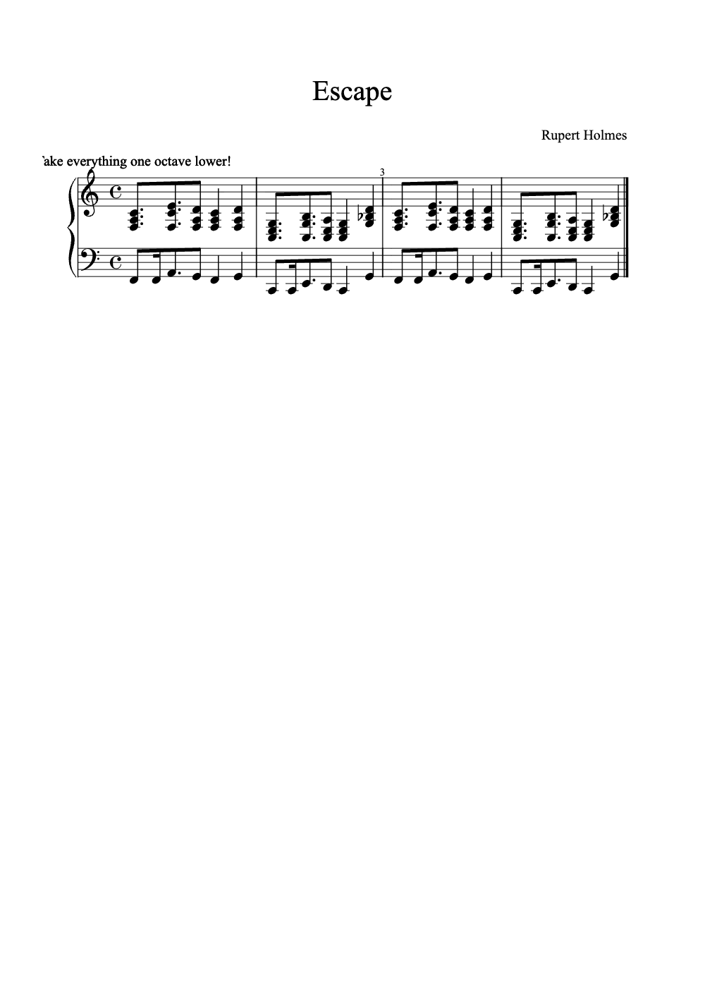 Sheet music preview for Escape