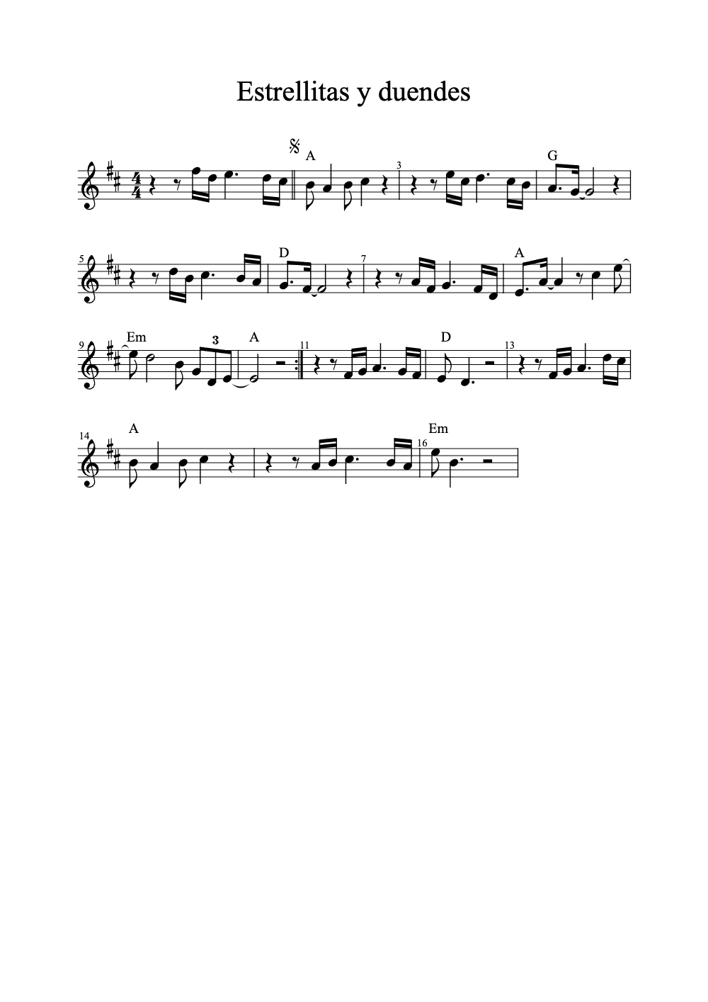 Sheet music preview for Estrellitas y Duendes