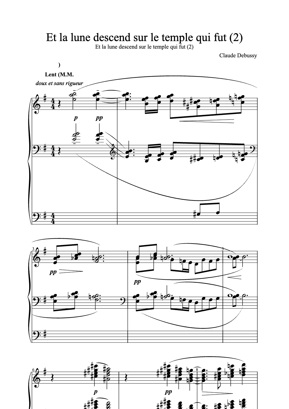 Sheet music preview for Et La Lune Descend Sur Le Temple Qui Fut