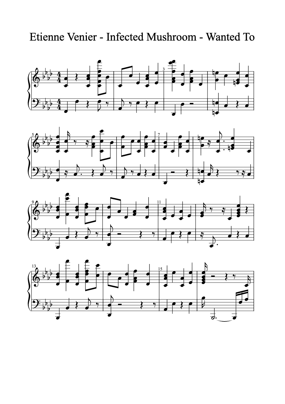 Sheet music preview for Wanted To