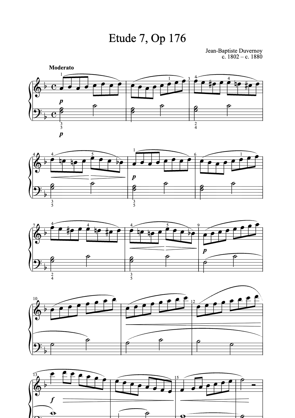 Sheet music preview for Étude No. 7, Op. 176