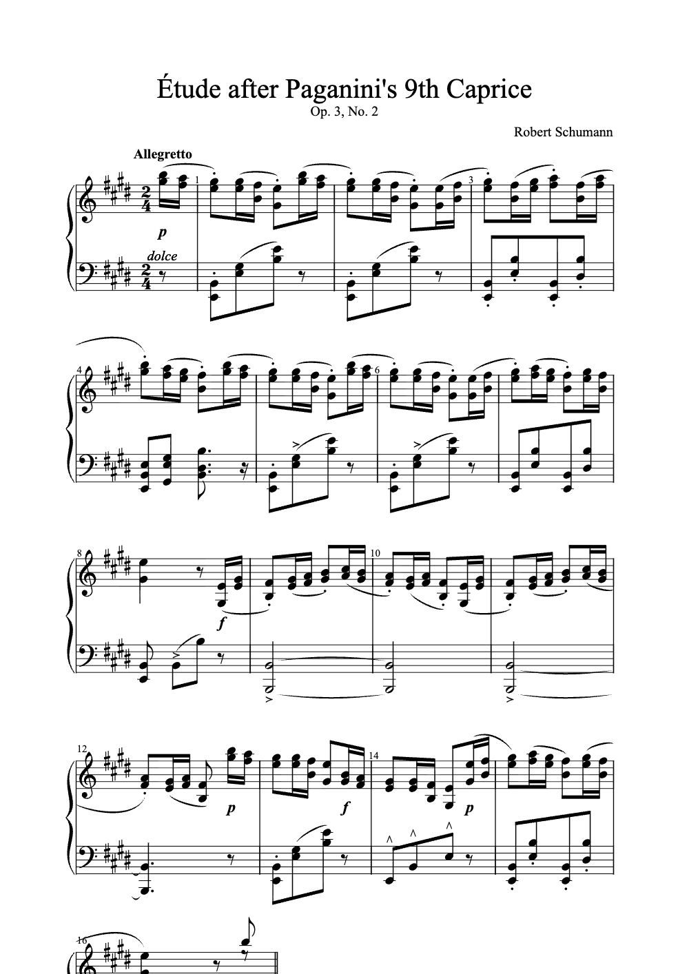 Sheet music preview for Étude After Paganini's 9th Caprice