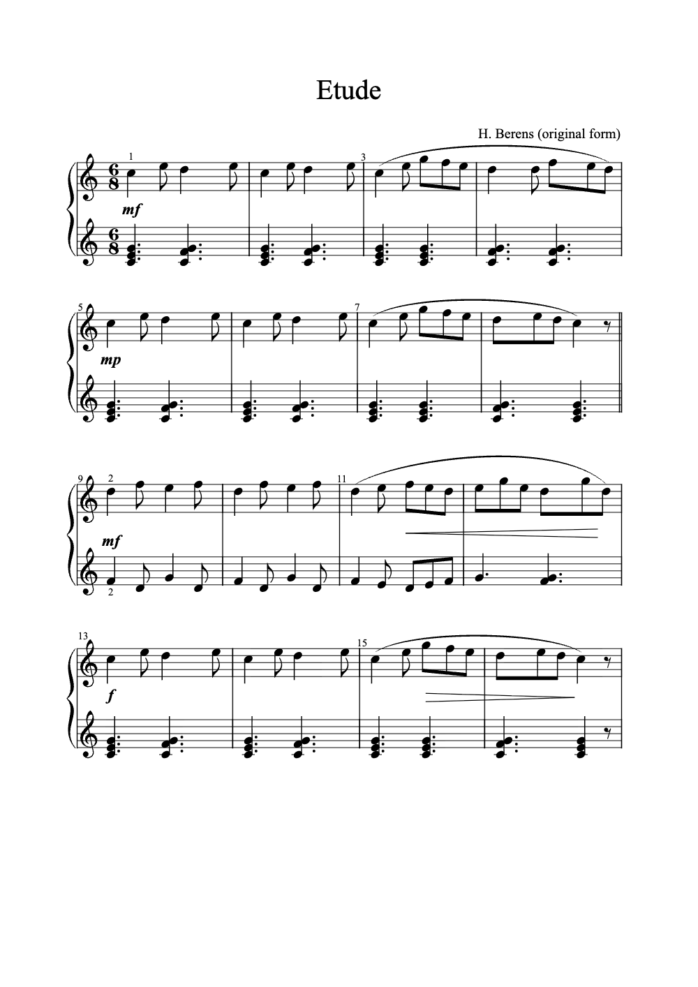 Sheet music preview for Étude