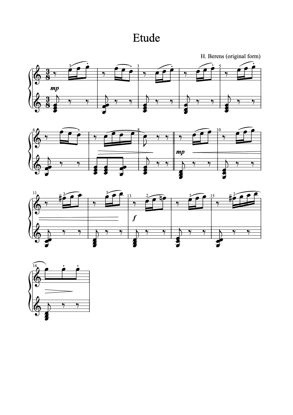 Sheet music preview for Étude