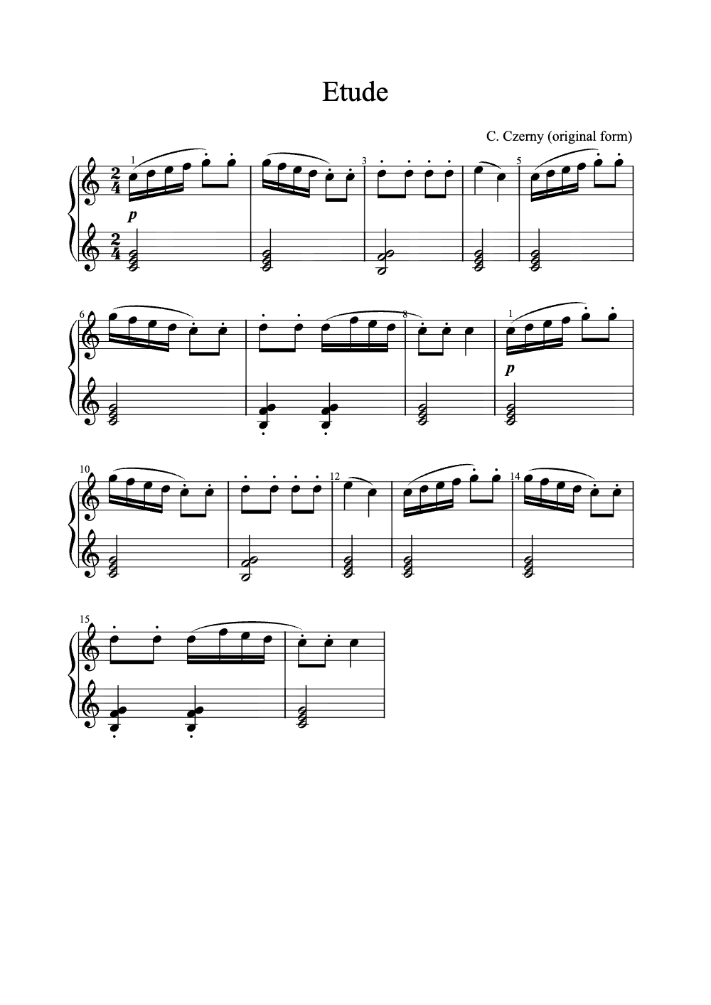 Sheet music preview for Etude