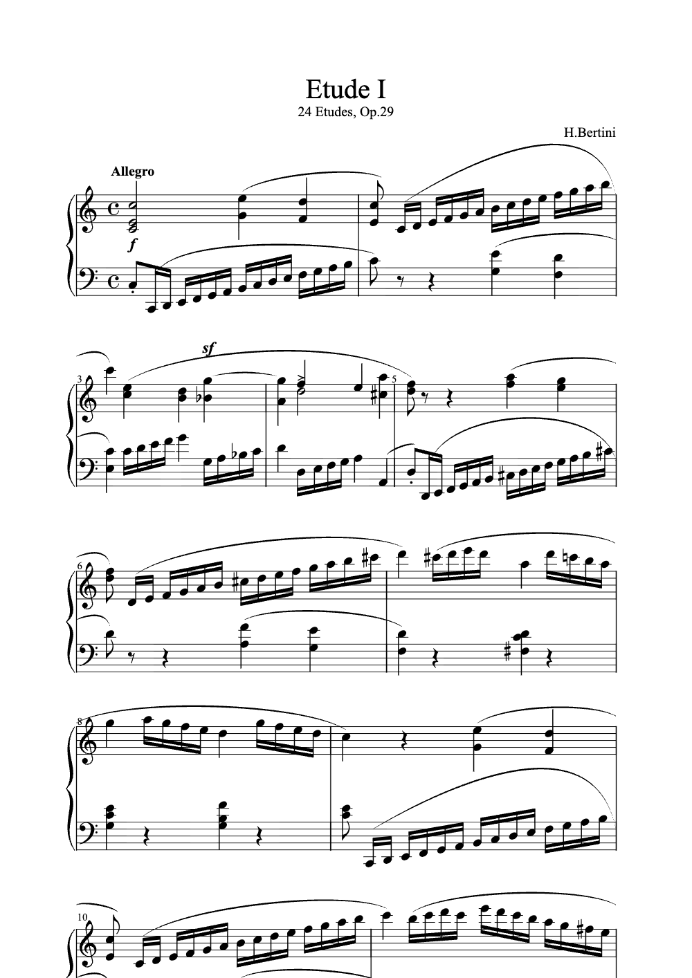 Sheet music preview for Étude I