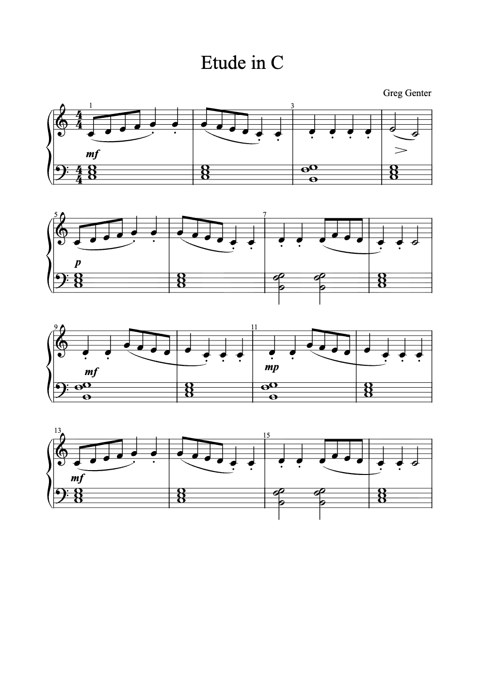Sheet music preview for Étude in C