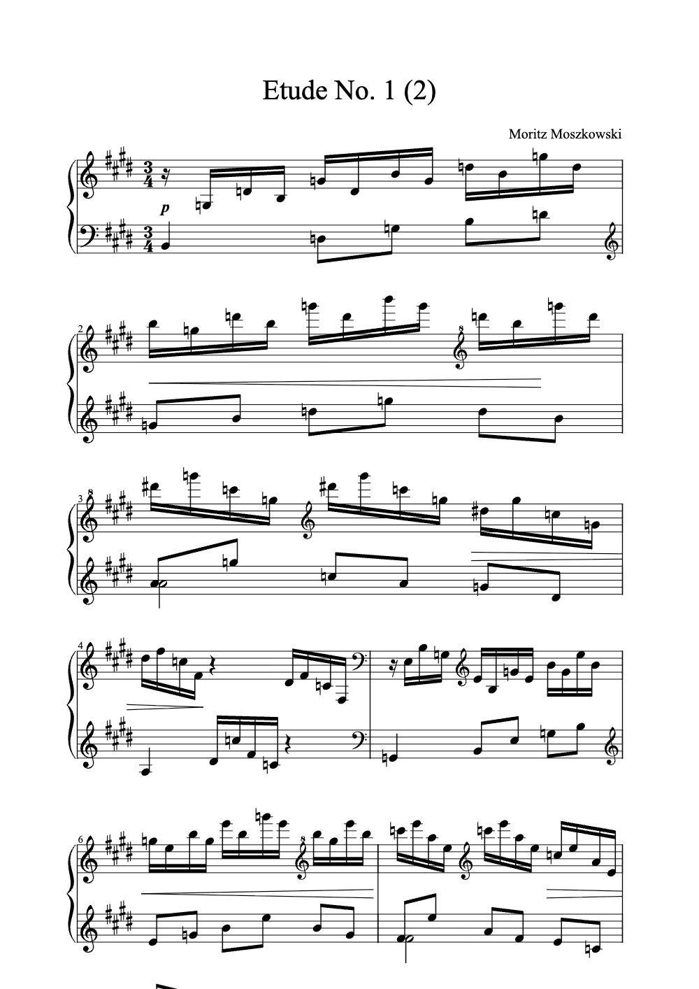 Sheet music preview for Étude No. 1