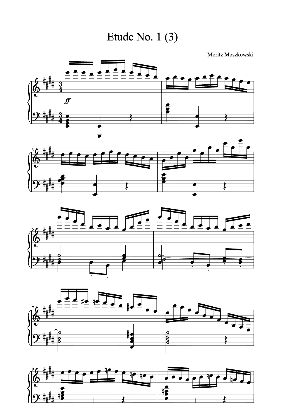 Sheet music preview for Étude No. 1