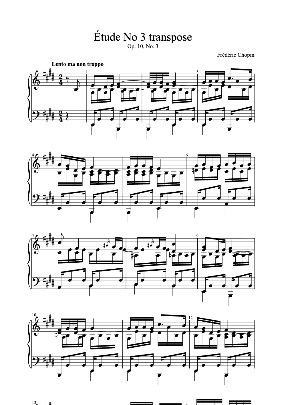 Sheet music preview for Étude No. 3