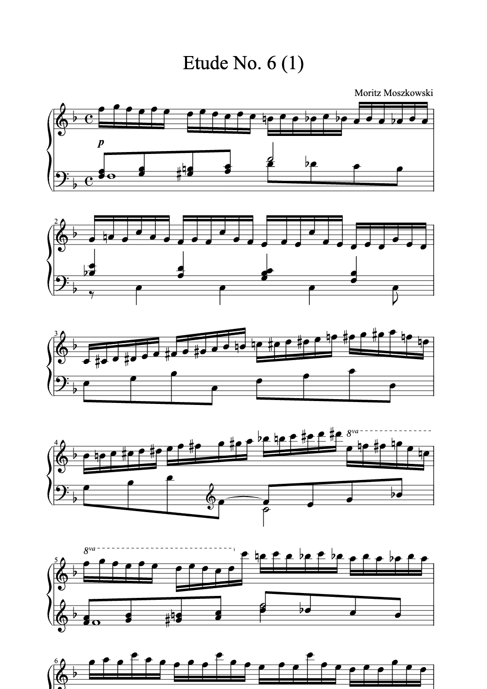 Sheet music preview for Étude No. 6