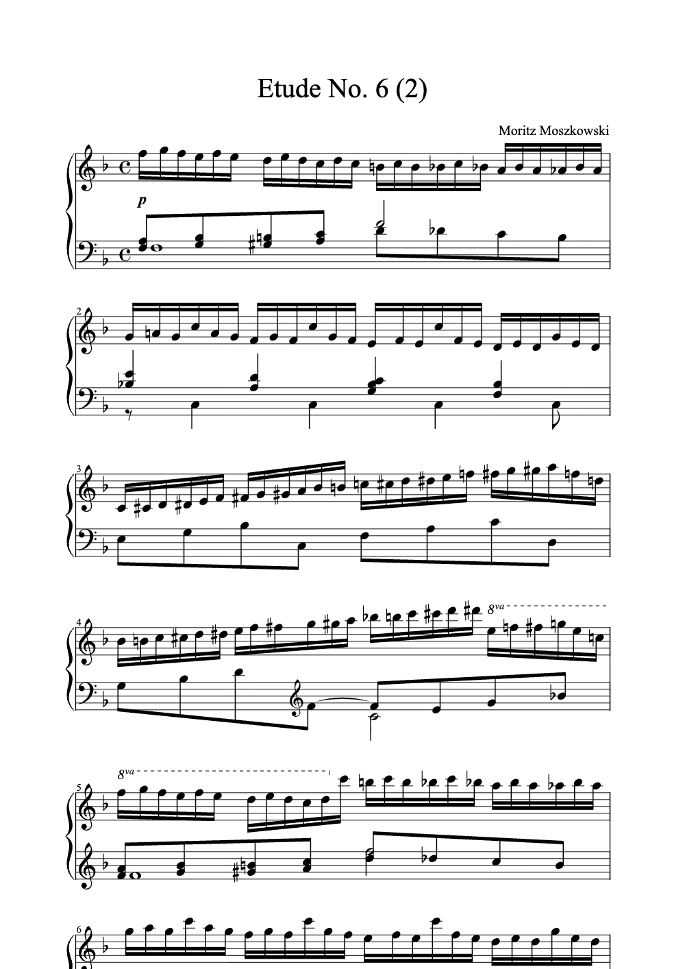 Sheet music preview for Étude No. 6