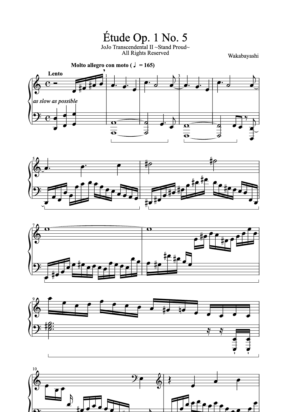 Sheet music preview for Étude Op. 1 No. 5