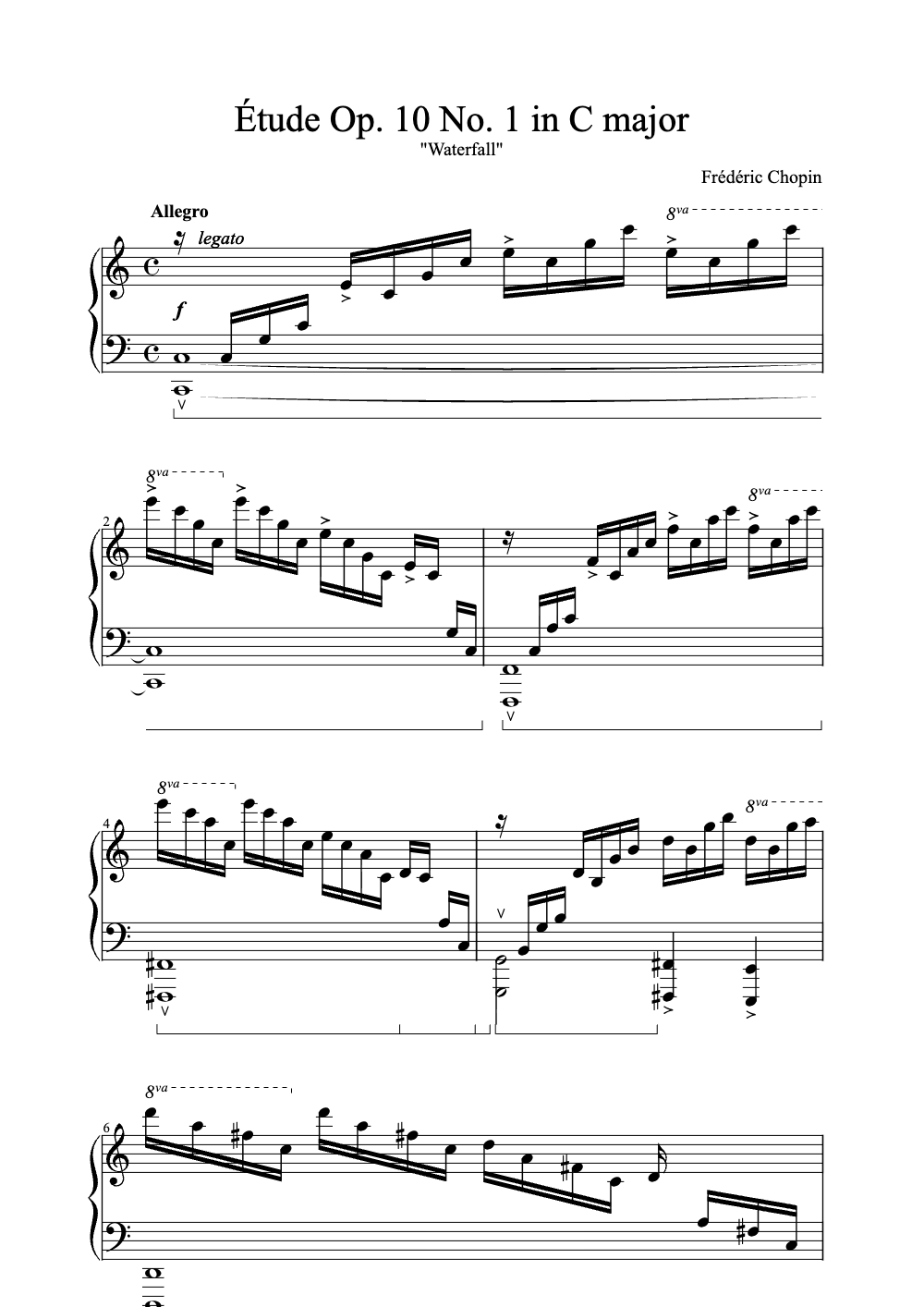 Sheet music preview for Étude Op. 10 No. 1 in C Major