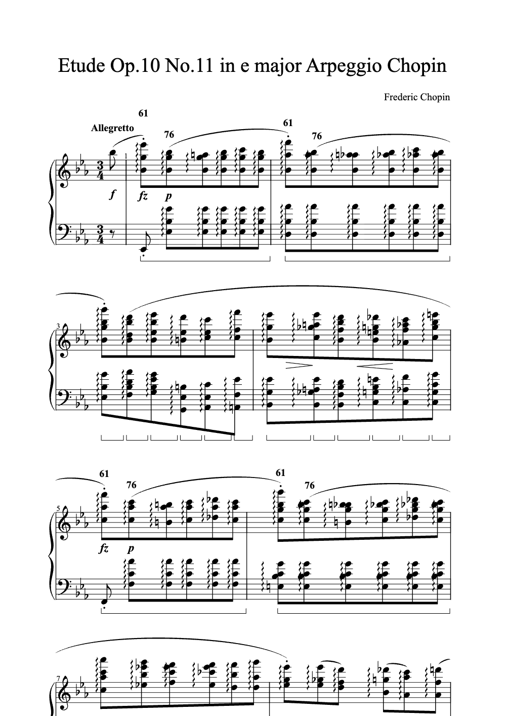 Sheet music preview for Étude Op. 10 No. 11 in E Major