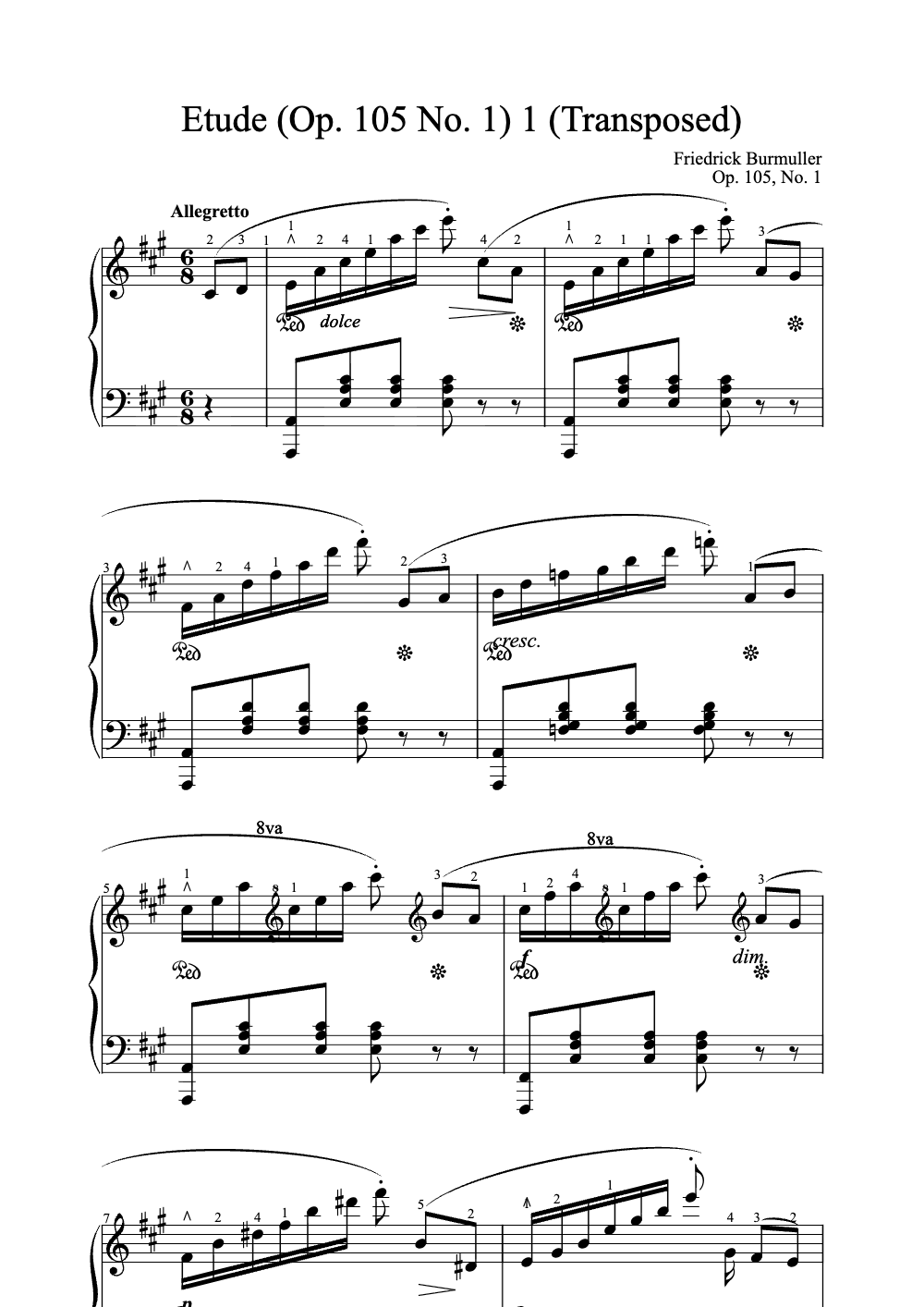 Sheet music preview for Étude (Op. 105 No. 1)