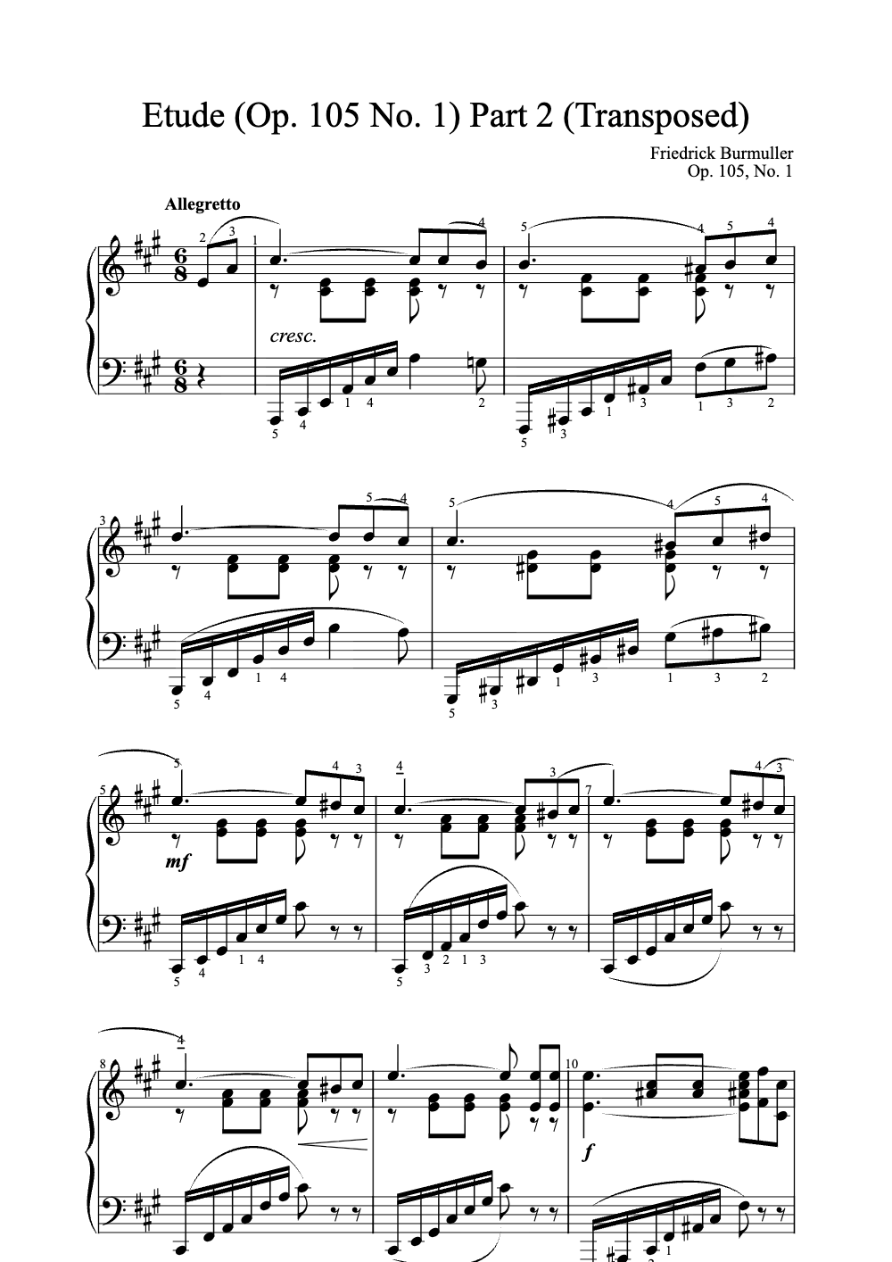 Sheet music preview for Étude (Op. 105 No. 1) Part 2
