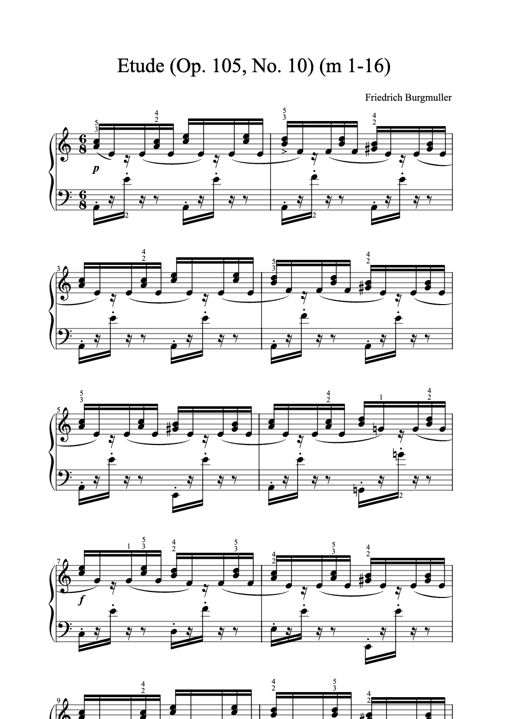 Sheet music preview for Étude (Op. 105, No. 10)