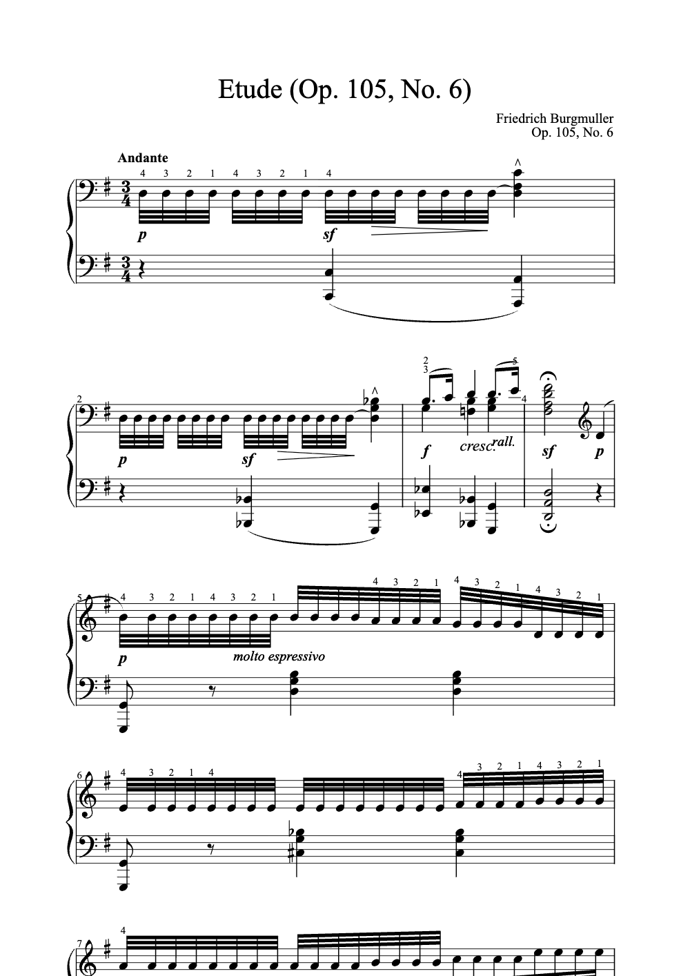 Sheet music preview for Étude (Op. 105, No. 6)