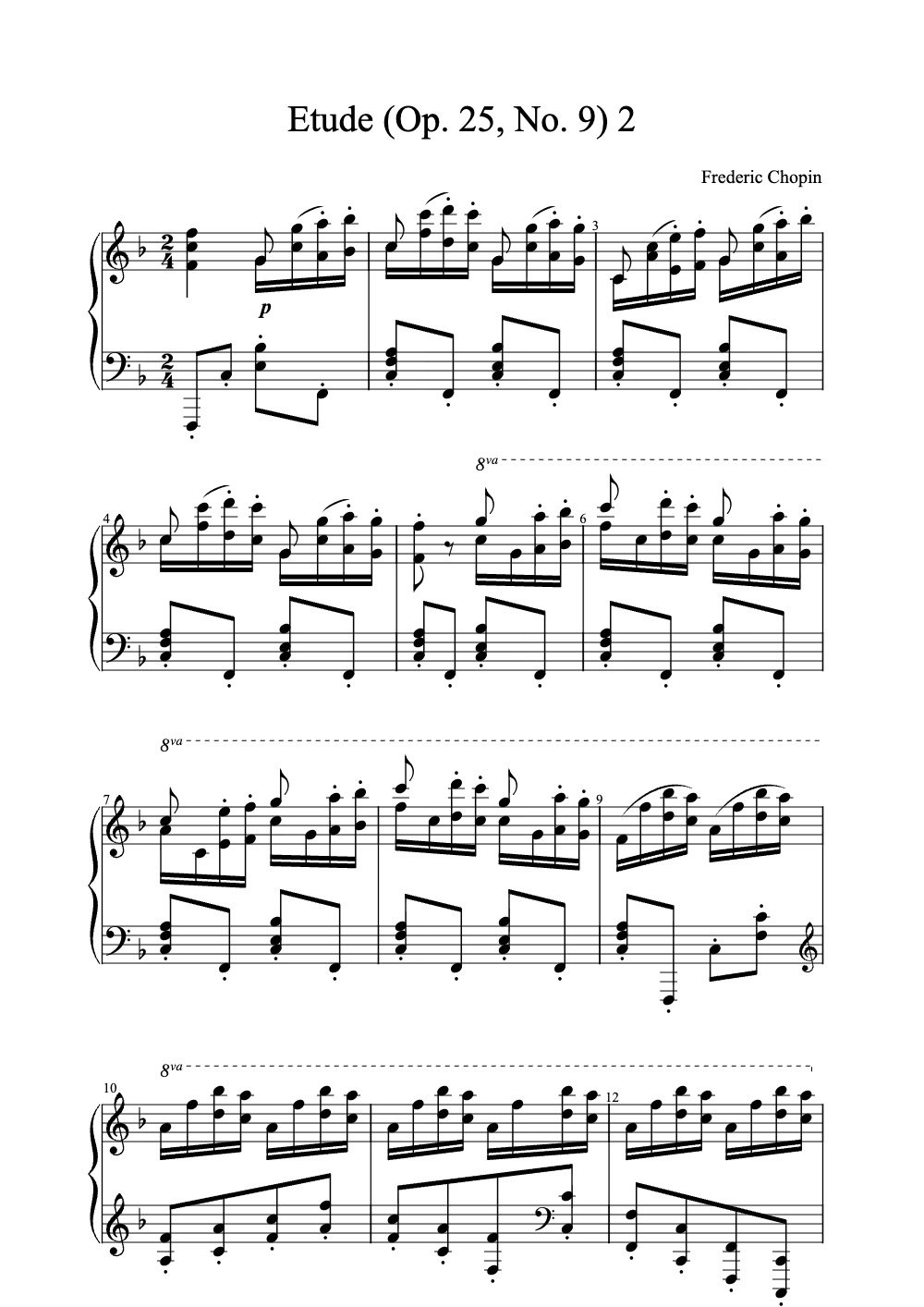 Sheet music preview for Étude (Op. 25, No. 9)