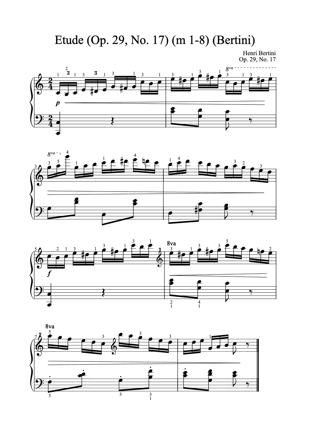 Sheet music preview for Etude (Op. 29, No. 17)