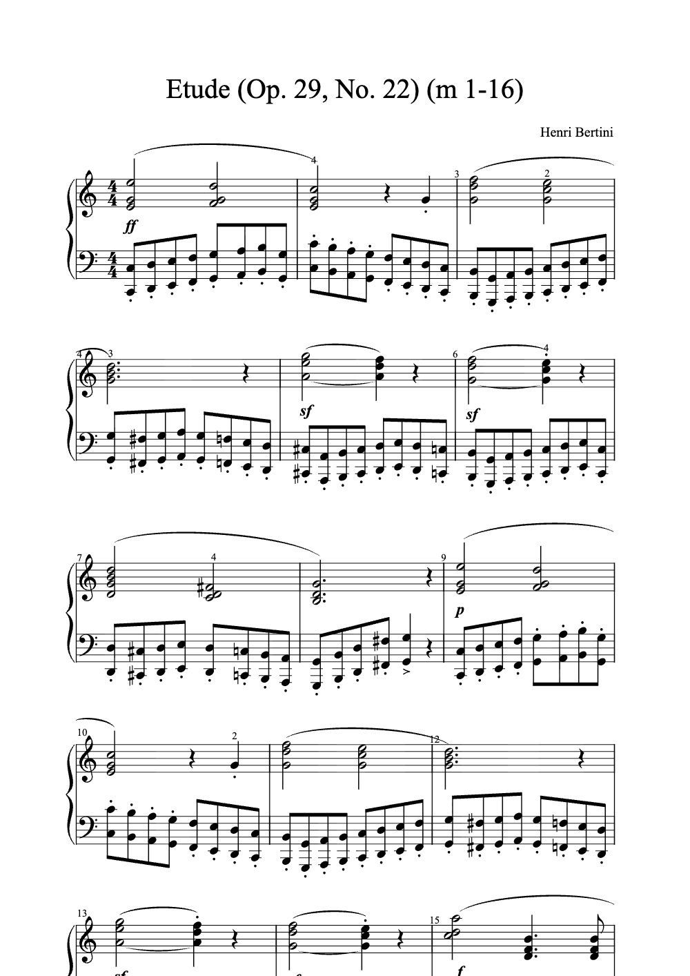 Sheet music preview for Étude (Op. 29, No. 22)