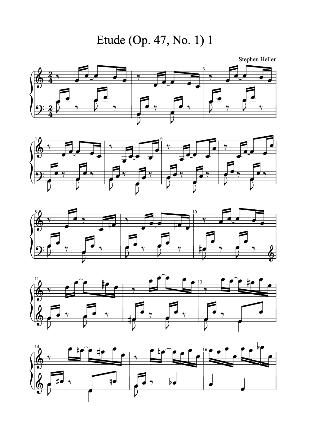 Sheet music preview for Étude (Op. 47, No. 1)
