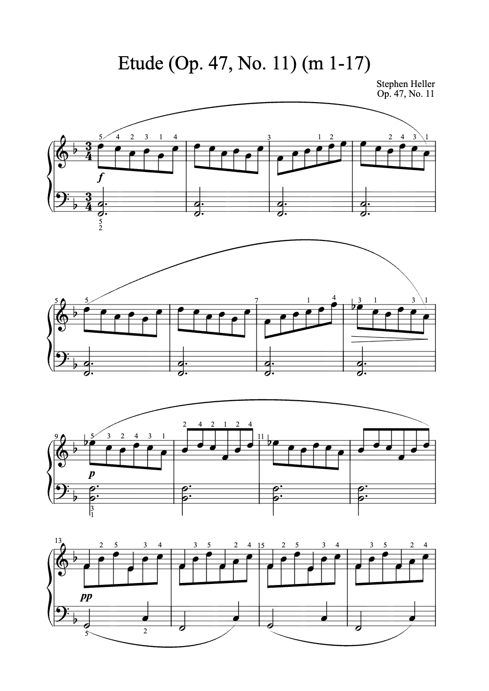 Sheet music preview for Étude (Op. 47, No. 11)