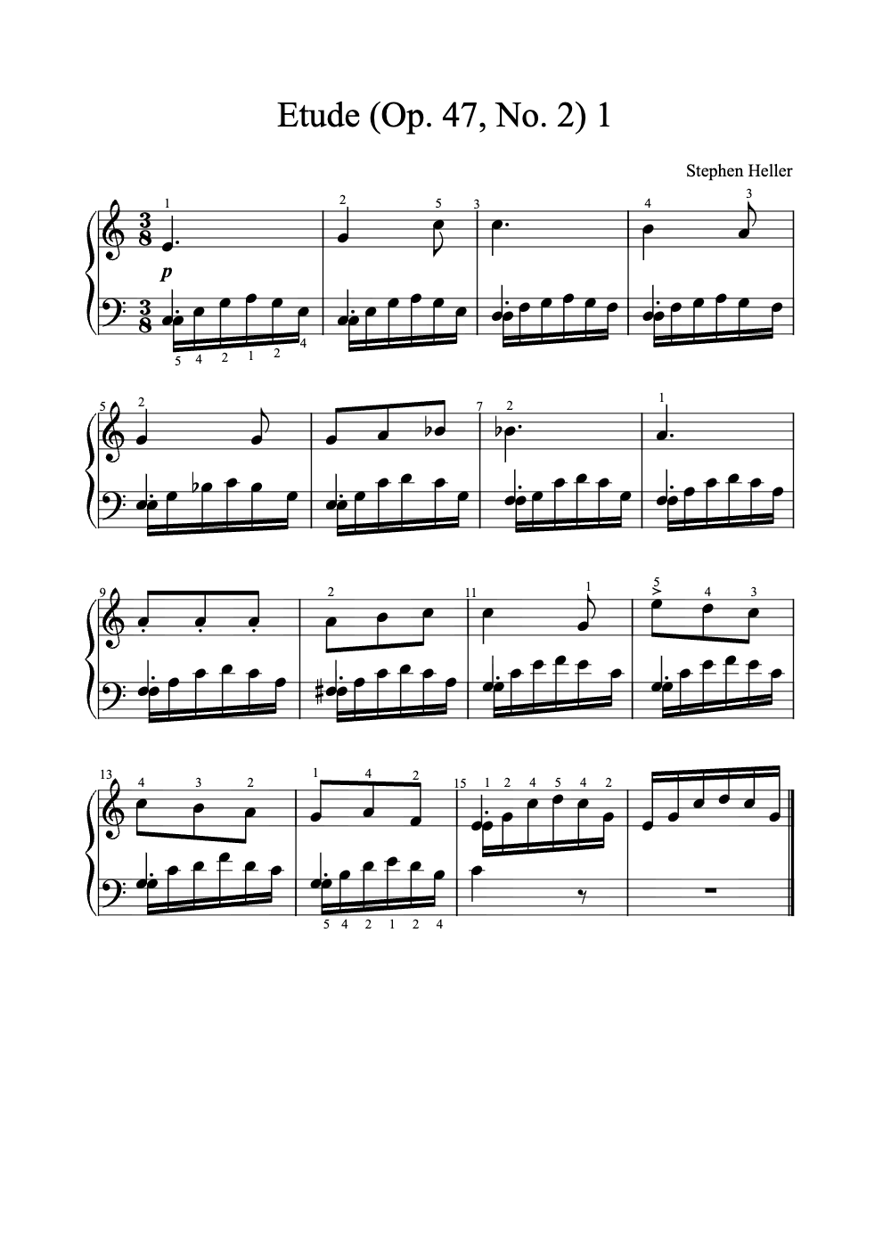 Sheet music preview for Étude (Op. 47, No. 2)