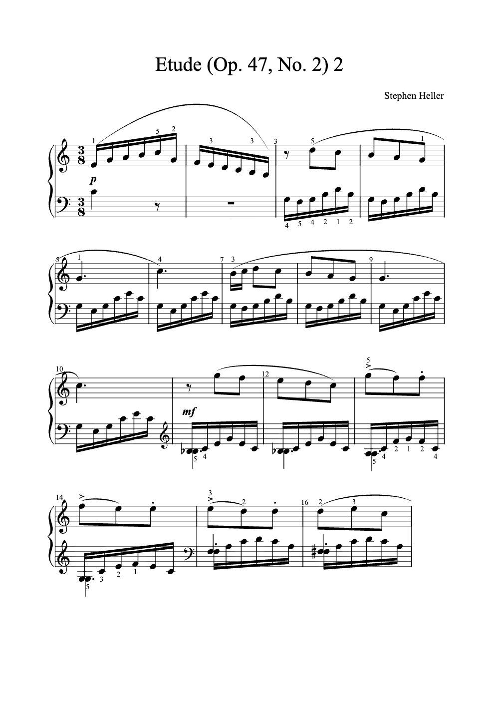 Sheet music preview for Étude (Op. 47, No. 2)