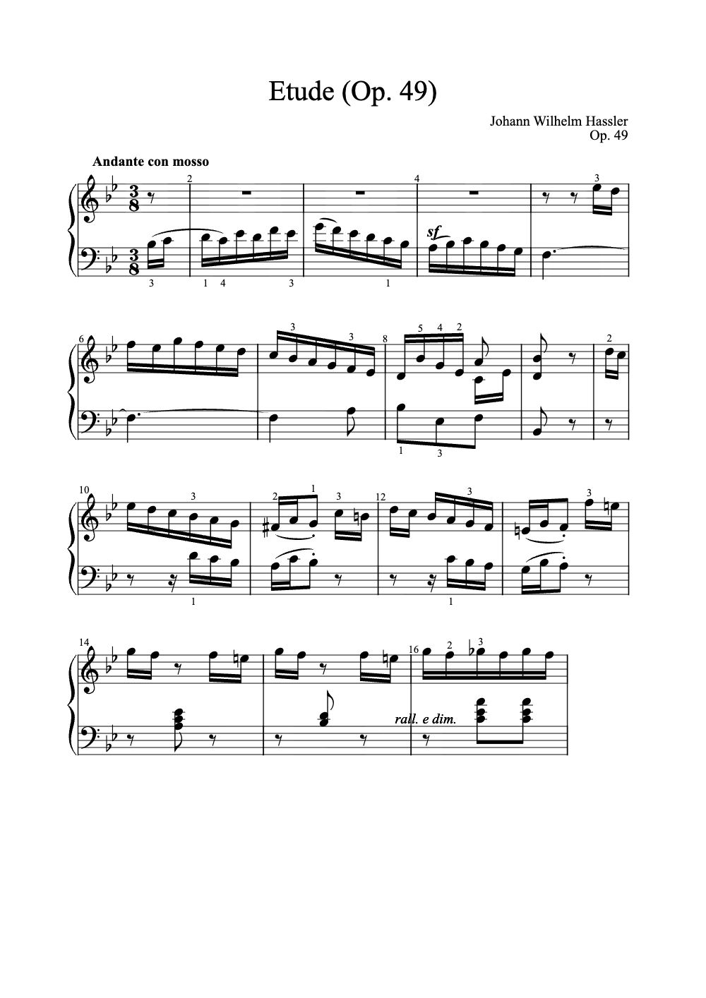 Sheet music preview for Étude (Op. 49)