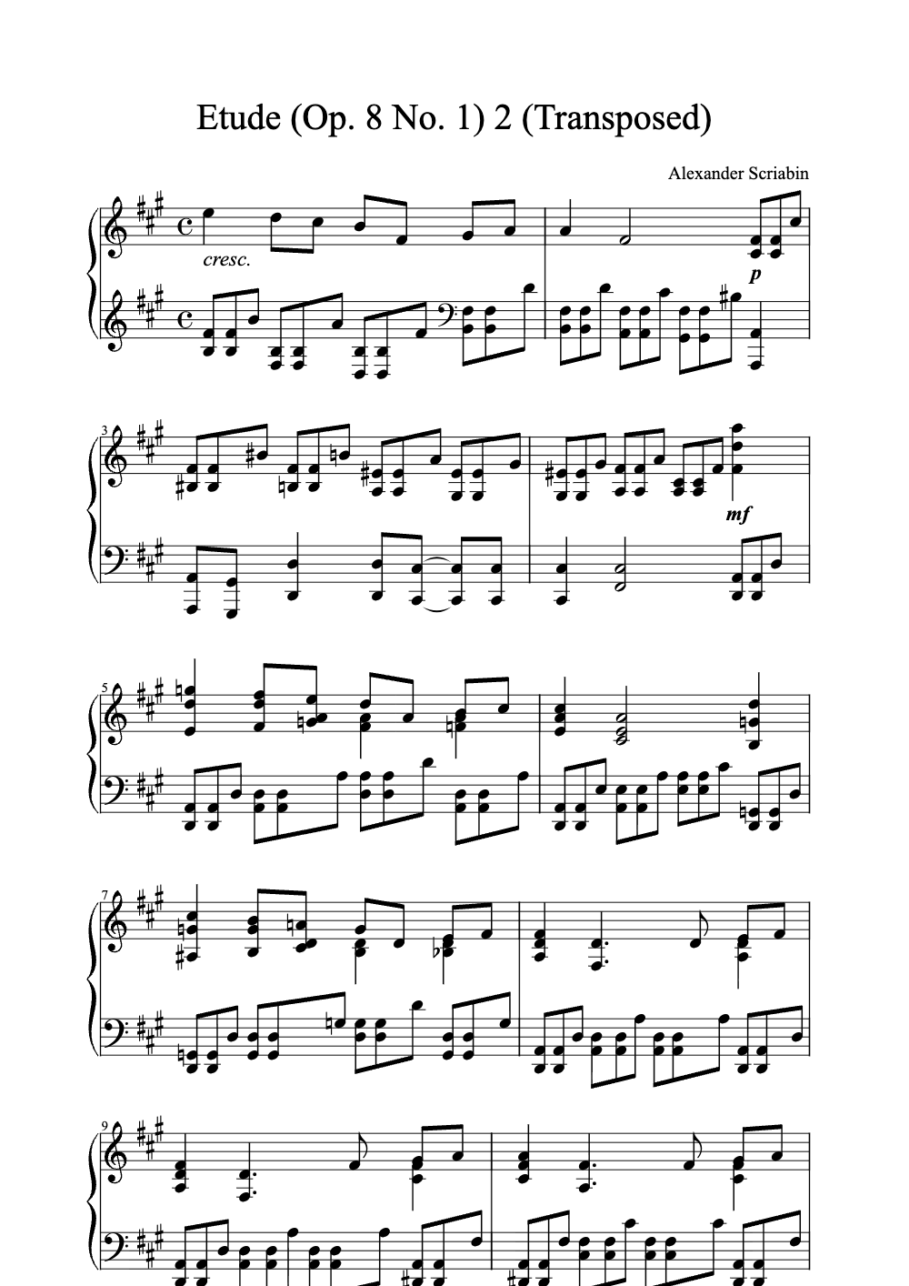 Sheet music preview for Étude (Op. 8 No. 1)