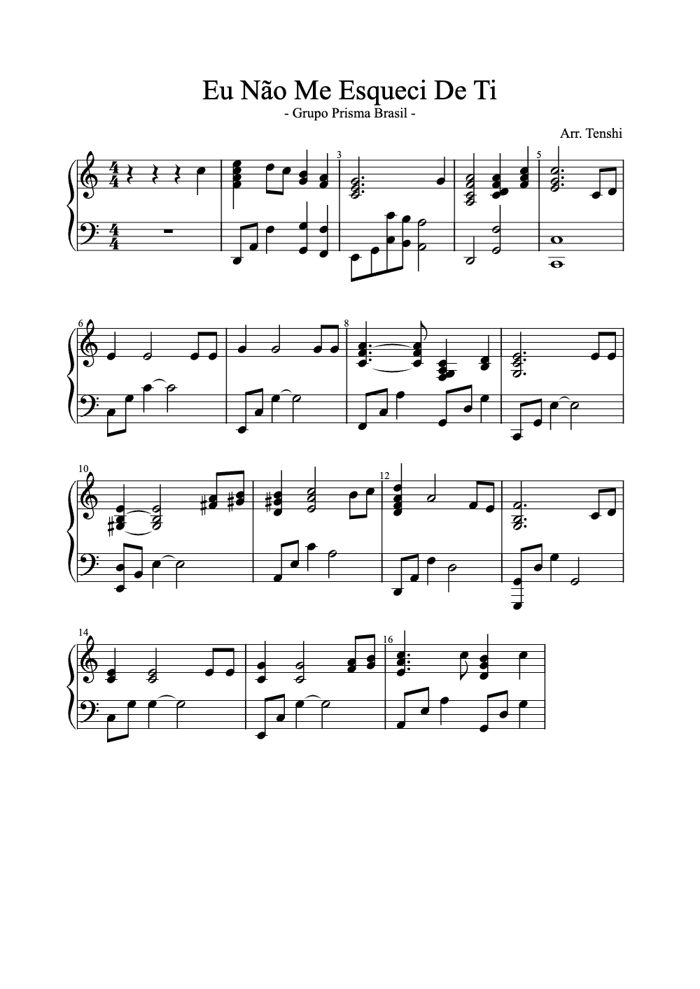 Sheet music preview for Eu Não Me Esqueci De Ti