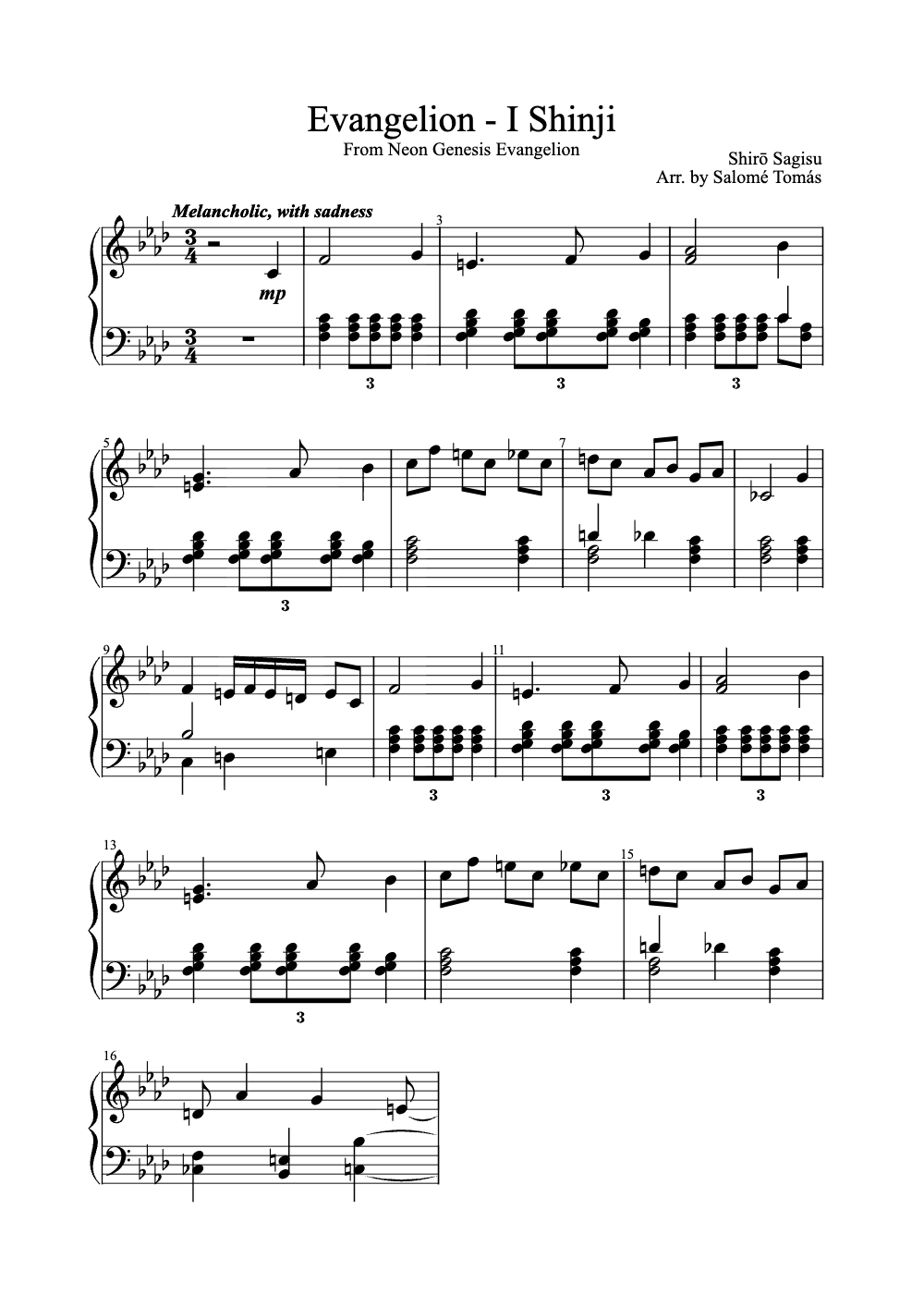 Sheet music preview for Evangelion - I Shinji