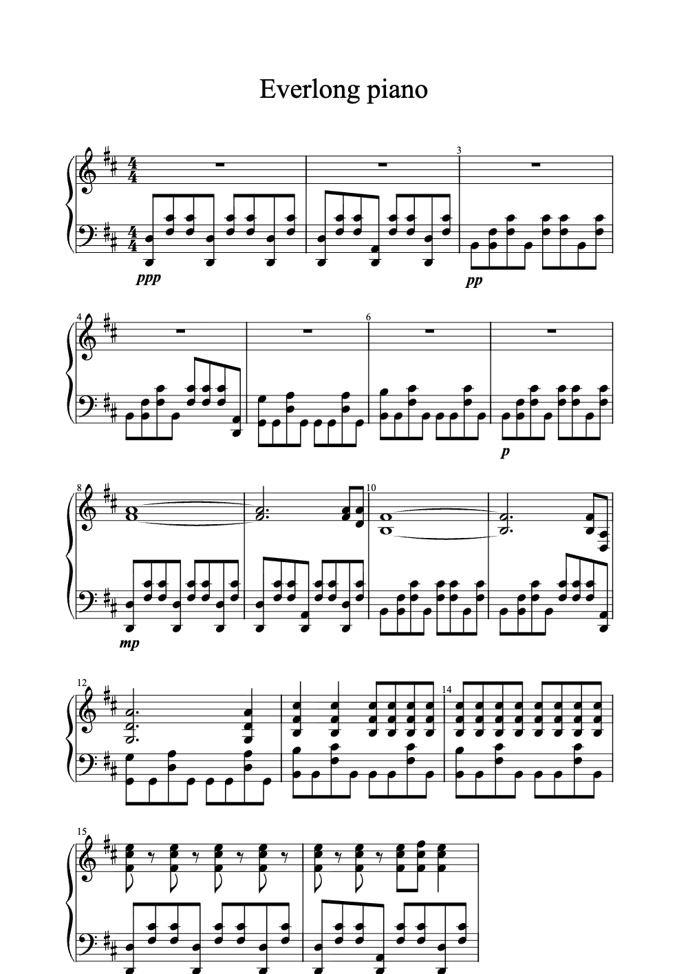 Sheet music preview for Everlong